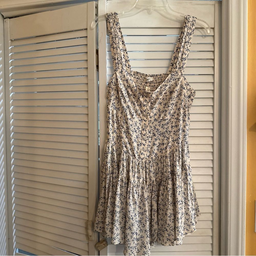 Aerie Blue and White Smocked Top